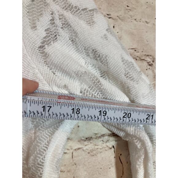 Nic + Zoe Top Womens Small White Mesh Semi Sheer Beachy Tropical Coquette Zip - Picture 9 of 14